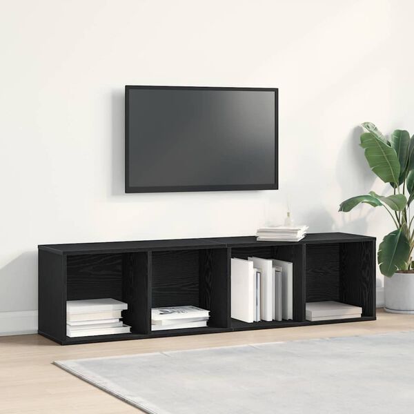 vidaXL Gabinete de Livros Carvalho Preto 143 x 30 x 36 cm