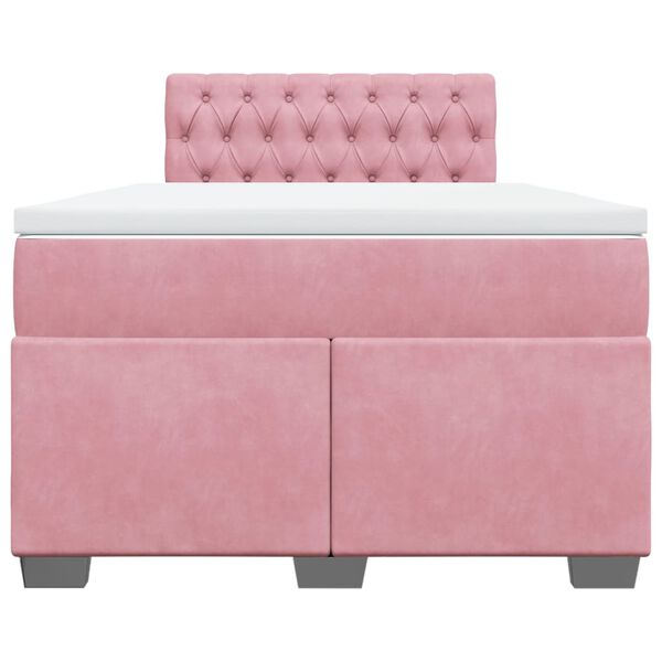 vidaXL Cama boxspring com colch&atilde;o 120x200 cm veludo rosa
