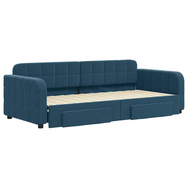 vidaXL Sof&aacute;-cama com gavet&atilde;o e gavetas 90x200 cm veludo azul