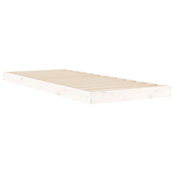 vidaXL Estrutura cama de solteiro pequena 75x190cm pinho maci&ccedil;o branco