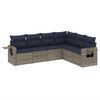 vidaXL Conjunto de sof&aacute; de jardim com 6 pe&ccedil;as e almofadas em rattan sint&eacute;tico cinza