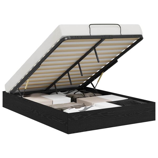 vidaXL Estrutura de Cama Ottoman Carvalho Preto 203 x 140 x 25 cm