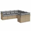 vidaXL 8 pcs conjunto de sof&aacute;s p/ jardim com almofad&otilde;es vime PE bege