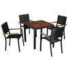 vidaXL 5 pcs conjunto jantar exterior vime PE e madeira ac&aacute;cia preto