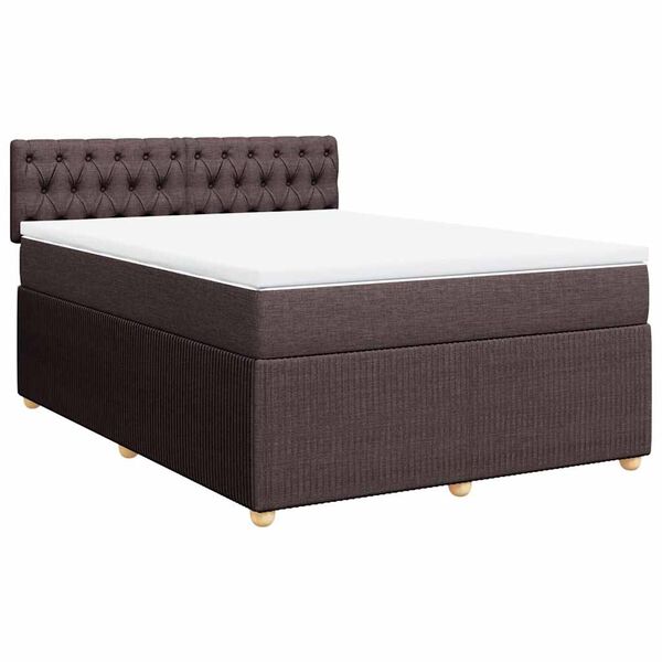 vidaXL Cama com molas/colch&atilde;o 140x190 cm tecido castanho-escuro