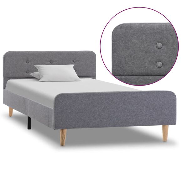 vidaXL Estrutura de cama em tecido 100x200 cm cinzento-claro