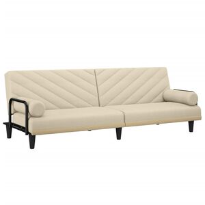 vidaXL Sof&aacute;-cama com apoio de bra&ccedil;os tecido cor creme