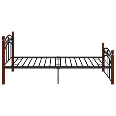 vidaXL Estrutura de cama 100x200cm metal/madeira carvalho maciça preto