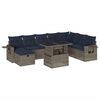 vidaXL Conjunto de sof&aacute; de jardim de 9 pe&ccedil;as com almofadas em rattan sint&eacute;tico cinza