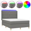 vidaXL Cama box spring c/ colch&atilde;o e LED 140x200 cm tecido cinza-escuro