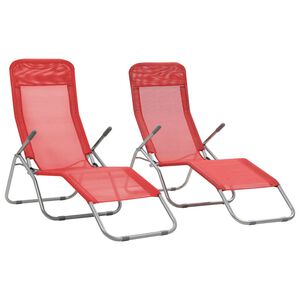vidaXL Espregui&ccedil;adeiras dobr&aacute;veis 2 pcs textilene vermelho