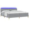 vidaXL Cama Box Spring LED com led Cinzento-claro 200 x 200 cm tecido