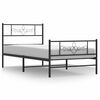 vidaXL Estrutura de cama com cabeceira e p&eacute;s 100x190 cm metal preto