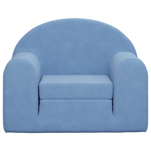vidaXL Sof&aacute;-cama infantil pel&uacute;cia macia azul