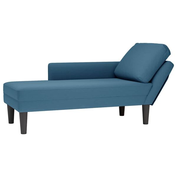 vidaXL Chaise lounge c/ almofada/apoio de bra&ccedil;os direito veludo azul