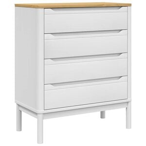 vidaXL C&oacute;moda FLORO madeira de pinho maci&ccedil;a branco
