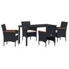 vidaXL Conjunto de Jantar para Jardim 5 unid. Preto vime PE