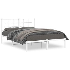 vidaXL Estrutura de cama com cabeceira 135x190 cm metal branco