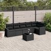 vidaXL 7 pcs conjunto de sof&aacute;s p/ jardim c/ almofad&otilde;es vime PE preto