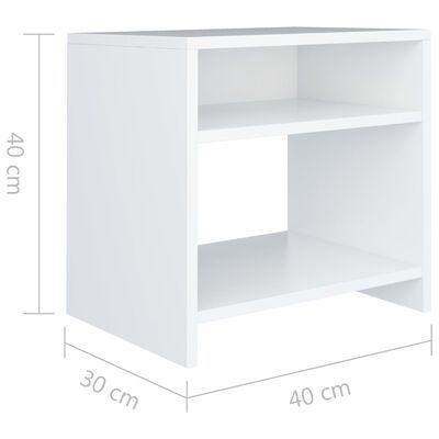 vidaXL Mesas-de-cabeceira 2 pcs 40x30x40 cm aglomerado branco