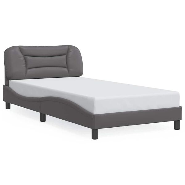 vidaXL Estrutura de cama sem colch&atilde;o Hvar 100x200cm couro artificial cinzento