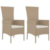 vidaXL Cadeiras de jardim com almofad&otilde;es 2 pcs vime PE bege