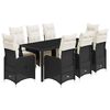vidaXL 9 pcs conjunto de bistr&ocirc; p/ jardim c/ almofad&otilde;es vime PE preto