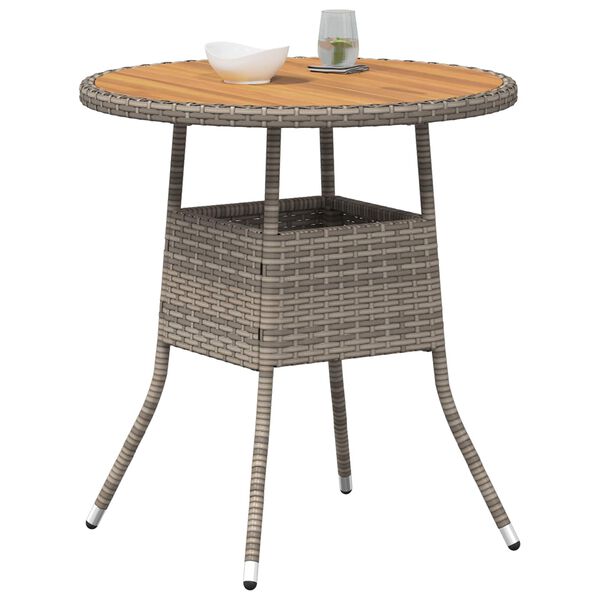 vidaXL Mesa de Jantar com armazenamento Cinza e Ac&aacute;cia 70 x 70 x 73 cm