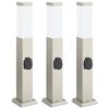 vidaXL Lumin&aacute;rias de balizador com tomada, 3 pe&ccedil;as, 50 cm, a&ccedil;o inoxid&aacute;vel, IP44