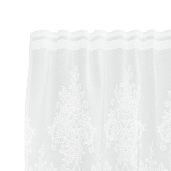 vidaXL Cortina de Renda com cortinas Floral Branco 100x900cm Poli&eacute;ster