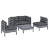 vidaXL 5 pcs conjunto lounge de jardim c/ almofad&otilde;es pinho maci&ccedil;o