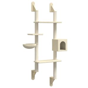 vidaXL &Aacute;rvore de parede para gatos c/ poste arranhador 180 cm creme