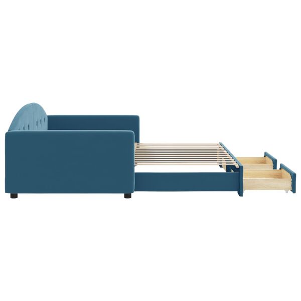 vidaXL Sof&aacute;-cama com gavet&atilde;o e gavetas 100x200 cm veludo azul