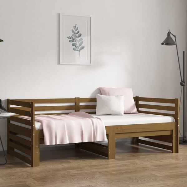vidaXL Sof&aacute;-cama puxar 2x(80x200) cm pinho maci&ccedil;o castanho mel