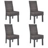 vidaXL Cadeiras de jantar 4 pcs vime Kubu e madeira mangueira castanho