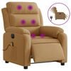 vidaXL Poltrona de massagens reclin&aacute;vel el&eacute;trica veludo castanho