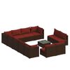 vidaXL 13 pcs conjunto lounge jardim c/ almofad&otilde;es vime PE castanho