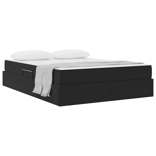 vidaXL Cama com arruma&ccedil;&atilde;o e colch&atilde;o Preto 140 x 190 cm Veludo