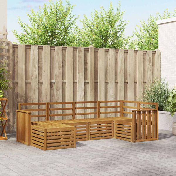 vidaXL Conjuntos de sof&aacute;s 6 pcs Natural Madeira S&oacute;lida de Ac&aacute;cia