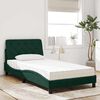 vidaXL Cama com colch&atilde;o 100x200 cm veludo verde-escuro