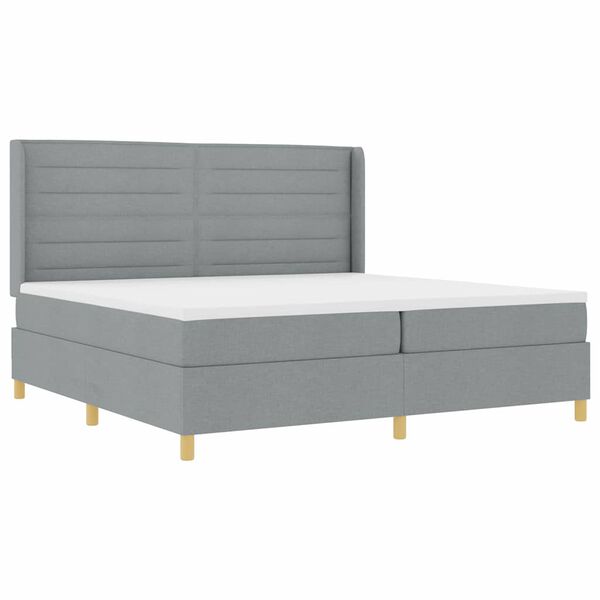vidaXL Cama Box com colch&atilde;o Cinzento-claro 200 x 200 cm tecido