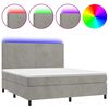 vidaXL Cama box spring c/ colch&atilde;o/LED 180x200 cm veludo cinzento-claro