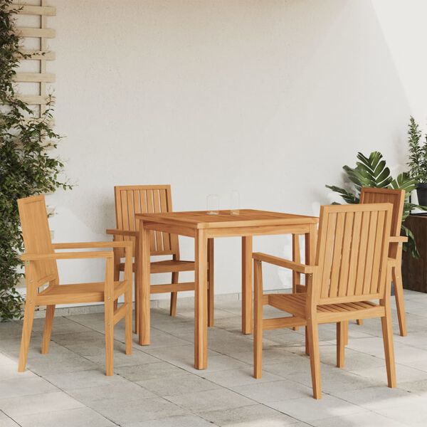 vidaXL Cadeiras de jardim empilháveis 4 pcs 56,5x57,5x91cm teca maciça