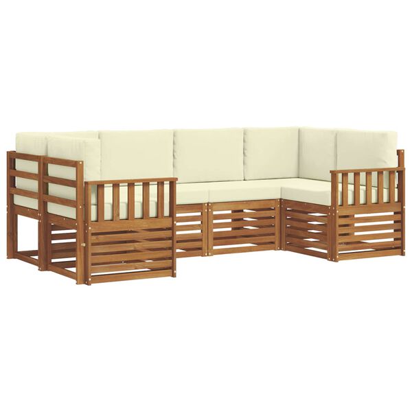 vidaXL Conjunto de Sof&aacute; Sectional com almofada 6 pcs Natural e Creme