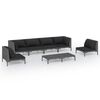 vidaXL 7 pcs conj. lounge jardim c/ almofad&otilde;es vime PE cinzento-escuro