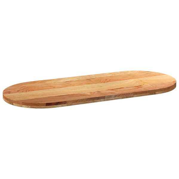 vidaXL Tampo de mesa 140x60x4 cm carvalho maciça oval castanho-claro