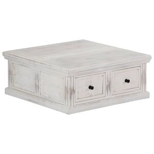 vidaXL Mesa de centro 70x70x30 cm madeira de mangueira maci&ccedil;a branco