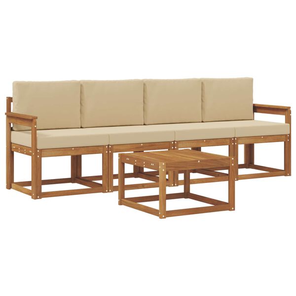 vidaXL Conjunto de Sof&aacute;s para Exterior 5 pcs Natural e Bege