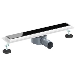 vidaXL Ralo de Chuveiro com Tampa de Vidro e Sif&atilde;o 360&deg; Preto 50 cm