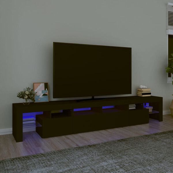 vidaXL M&oacute;vel de TV com luzes LED 230x36,5x40 cm preto